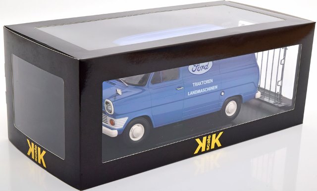 KKDC180494 KK Scale 1:18 Ford Transit Delivery Van 1970 Kundendienst Ford with Roof Rack Light Blue/White