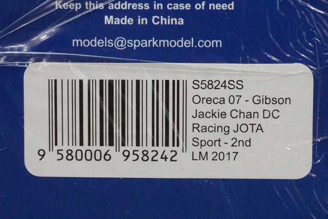 1:43 SPARK S5824SS Oreca 07 Gibson Jackie Chan DC Racing Le Mans 24h Winner 2017 #38