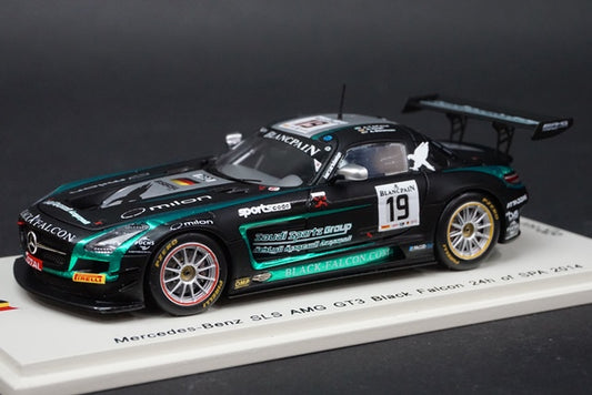 1:43 SPARK SB092 Mercedes Nenz SLS AMG GT3 Black Falcon #19 24h SPA 2014 model car