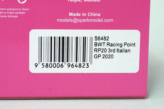 1:43 SPARK S6482 BWT Racing Point RP20 Italian GP R.Stroll 2020 #18