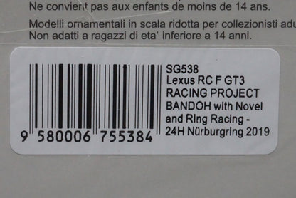 1:43 SPARK SG538 Lexus RC F GT3 RACING PROJECT BANDOH with Novel and Ring Racing Nurburgring 24h 2019 #19