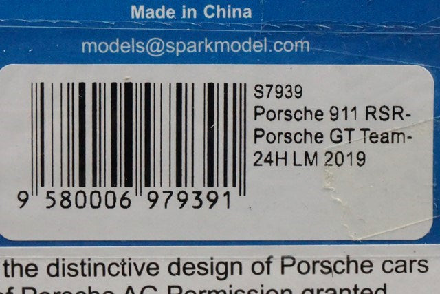 1:43 SPARK S7939 Porsche 911 RSR Porsche GT Team Le Mans 24h 2019 #94