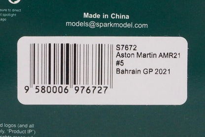 1:43 SPARK S7672 Aston Martin AMR21 Bahrain GP 2021 #5 S.Vettel