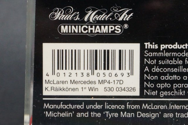 1:43 MINICHAMPS530034326 McLaren Mercedes MP4-17D Malaysia GP 2003/3/23 Winner #6 K.Raikkonen