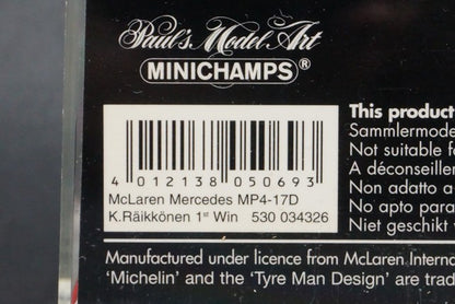 1:43 MINICHAMPS530034326 McLaren Mercedes MP4-17D Malaysia GP 2003/3/23 Winner #6 K.Raikkonen