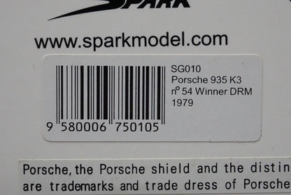 1:43 SPARK SG010 Porsche 935 K3 DRM Winner K.Ludwig 1979 #54 model car