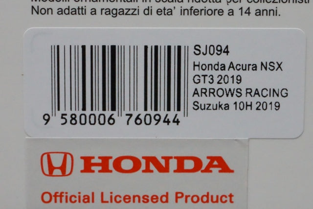 1:43 SPARK SJ094 Honda Acura NSX GT3 2019 ARROWS RACING Suzuka 10h 2019 #98