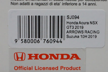 1:43 SPARK SJ094 Honda Acura NSX GT3 2019 ARROWS RACING Suzuka 10h 2019 #98