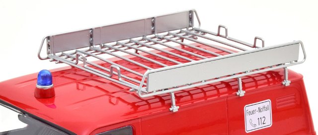 KKDC180495 KK Scale 1:18 Ford Transit Delivery Van 1970 Feuerwehr Germany with Roof Rack Red