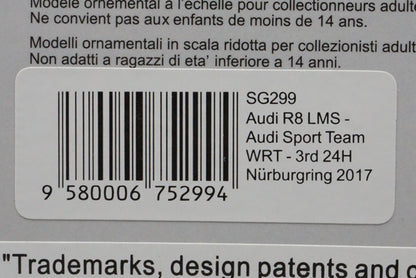 1:43 SPARK SG299 Audi R8 LMS Audi Sport Team WRT Nurburgring 24h 2017 #9 model car