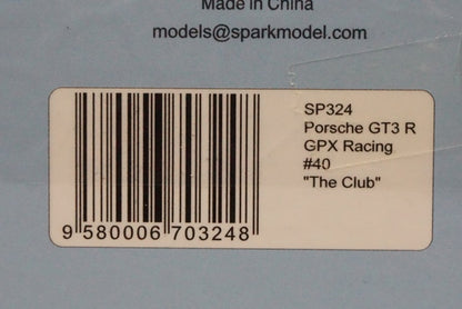 1:43 SPARK SP324 Porsche GT3 R GPX Racing 2020 #40 The Club GULF