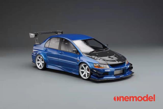 20C03-22 onemodel 1:18 Mitsubishi Voltex EVO IX Carbon Bonnet Version Blue