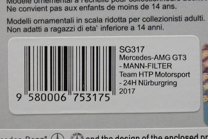 1:43 SPARK SG317 Mercedes AMG GT3 MANN FILTER Team HTP Motorsport Nurburgring 24h 2017 #48