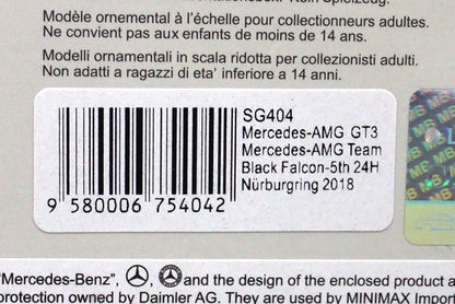 1:43 SPARK SG404 Mercedes AMG GT3 Team Black Flacon Nurburgring 24h 2018 #6