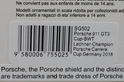 1:43 SPARK SG502 Porsche 911 GT3 Cup BWT Lechner-Champion Porsche Carrera Cup Germany 2018ng Champion 2018 #10