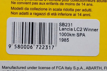 1:43 SPARK SB231 Lancia LC2 1000km SPA Winner 1985 #5 model car