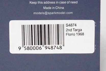 1:43 SPARK S4874 Alfa Romeo 2nd Targa Florio 1968 #186