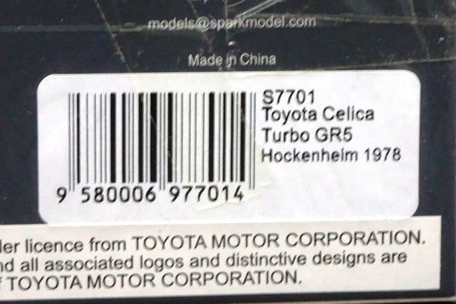 1:43 SPARK S7701 Toyota Celica Turbo GR5 Hockenheim 1978 #1