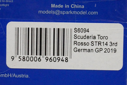 1:43 SPARK S6094 Scuderia Toro Rosso STR14 3rd German GP D. Kvyat 2019 #26