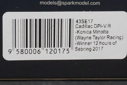 1:43 SPARK 43SE17 Cadillac DPi-V.R-Konica Minoita Wayne Taylor Racing 12h Sebring 2017 Winner #10