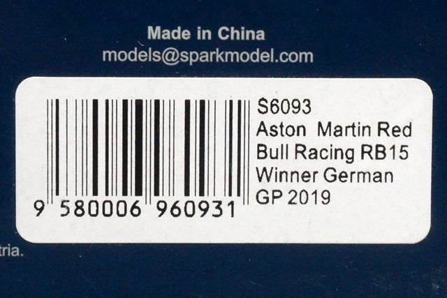 1:43 SPARK SPARK S6093 Aston Martin Red Bull Racing RB15 German GP Winner 2019 #33