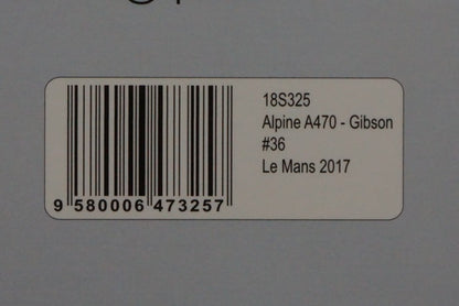1:18 SPARK 18S325 Alpine A470 - Gibson #36 LM 2017 Signatech Alpine Matmut R.Dumas - G.Menezes - M.Rao
