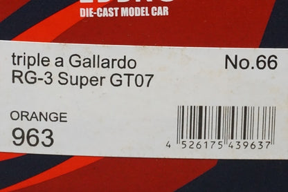 1:43 EBBRO 43963 Triple a Gallardo RG-3 Super GT300 2007 #66 Orange model car