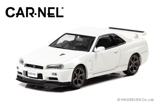 CN430204 CAR-NEL 1:43 Nissan Skyline GT-R V spec II Nur BNR34 2002 White Pearl