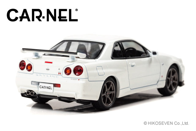 CN430204 CAR-NEL 1:43 Nissan Skyline GT-R V spec II Nur BNR34 2002 White Pearl