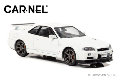 CN430204 CAR-NEL 1:43 Nissan Skyline GT-R V spec II Nur BNR34 2002 White Pearl