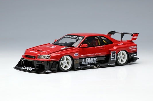 LB010B MakeUp EIDOLON 1:43 Nissan LB-ER34 Super Silhouette Skyline (White Wheels)