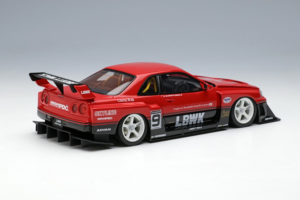 LB010B MakeUp EIDOLON 1:43 Nissan LB-ER34 Super Silhouette Skyline (White Wheels)