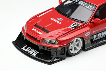 LB010B MakeUp EIDOLON 1:43 Nissan LB-ER34 Super Silhouette Skyline (White Wheels)