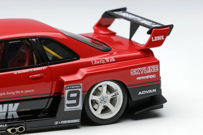 LB010B MakeUp EIDOLON 1:43 Nissan LB-ER34 Super Silhouette Skyline (White Wheels)