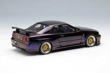 EM509E MakeUp EIDOLON 1:43 Nissan Skyline GT-R (BNR34) V-spec II 2000 (BBS LM Wheel) Midnight Purple 3