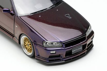 EM509E MakeUp EIDOLON 1:43 Nissan Skyline GT-R (BNR34) V-spec II 2000 (BBS LM Wheel) Midnight Purple 3