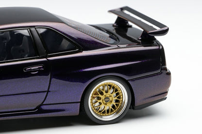 EM509E MakeUp EIDOLON 1:43 Nissan Skyline GT-R (BNR34) V-spec II 2000 (BBS LM Wheel) Midnight Purple 3