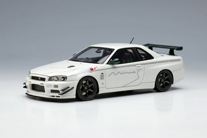 EM642 MakeUp EIDOLON 1:43 Nissan MINE'S Skyline GT-R (BNR34) V-spec N1 2021 (RAYS WHEELS)