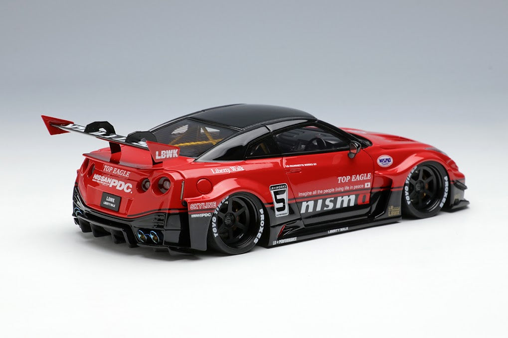 LB014A MakeUp EIDOLON 1:43 LB-Silhouette WORKS GT 35GT-RR GT Wing ver. Red/Black