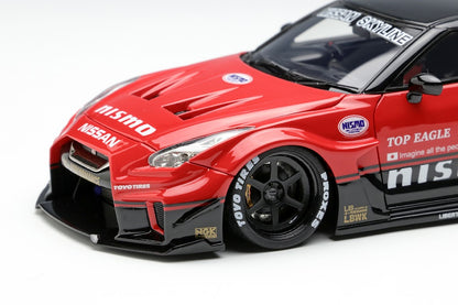 LB014A MakeUp EIDOLON 1:43 LB-Silhouette WORKS GT 35GT-RR GT Wing ver. Red/Black