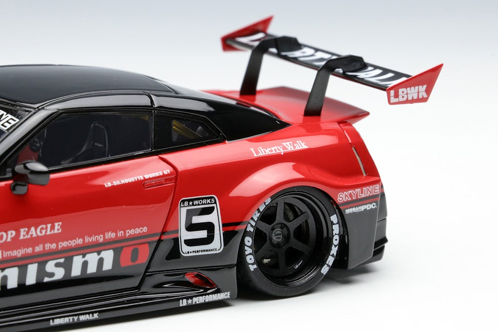 LB014A MakeUp EIDOLON 1:43 LB-Silhouette WORKS GT 35GT-RR GT Wing ver. Red/Black