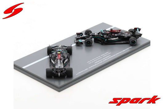 S7860 SPARK 1:43 Mercedes AMG Petronas F1 Team #44 + #77 W12 E Performance 2nd Abu Dhabi GP 2021 6th Abu Dhabi GP 2021 L.Hamilton V.Bottas