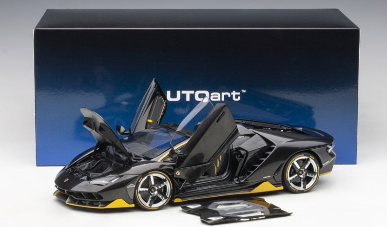 79119 AUTOart 1:18 Lamborghini Centenario Roadster Carbon Black / Yellow Accent