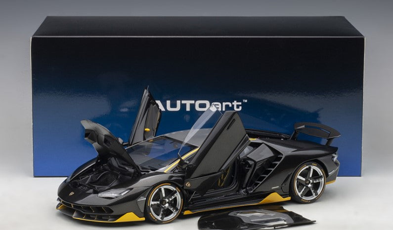 79114 AUTOart 1:18 Lamborghini Centenario Carbon Black/Yellow Accent model car