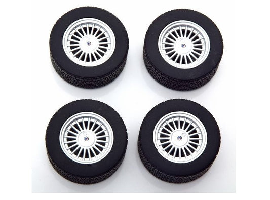 KKDCACC029 KK scale 1:18 BMW Alpina E30 wheels and tyres set 16 Black/Silver