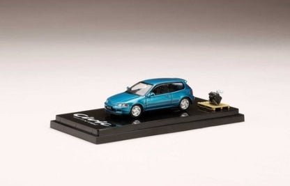 HJ641017GG Hobby JAPAN 1:64 Honda Civic EG6 SiR II Tahitian Green Pearl with Engine Display model