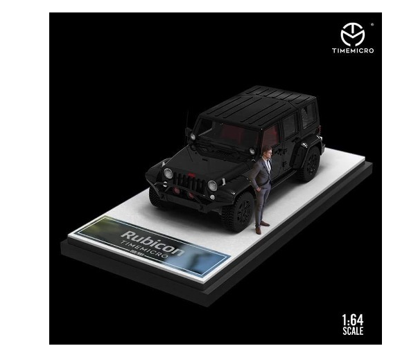 TM Time Micro 1:64 Jeep Wrangler Rubicon Jeep WRANGLER RUBICON Black with Figure