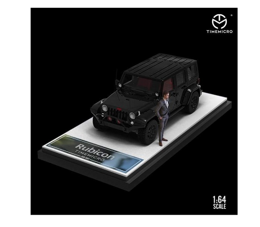 TM Time Micro 1:64 Jeep Wrangler Rubicon Jeep WRANGLER RUBICON Black with Figure