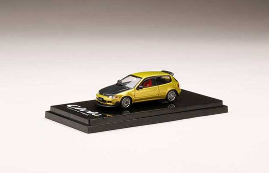 HJ641017FY Hobby JAPAN 1:64 Honda Civic EG6 JDM STYLE Mesh Wheel Yellow Metallic