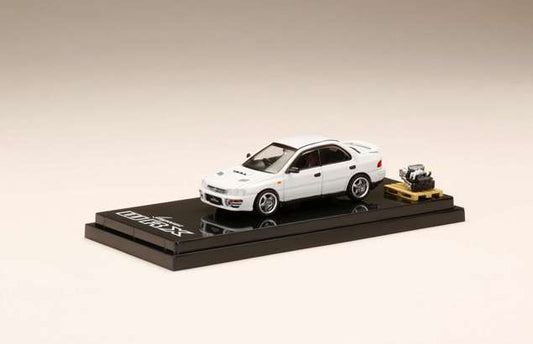 HJ642013AW Hobby JAPAN 1:64 Subaru Impreza WRX GC8 1992 w/Engine Display Model Feather White